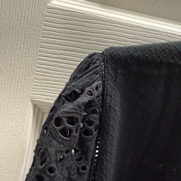 Matilda Jane Good Hart Westlake Eyelet Black Blouse Elbow Length Sleeves XL - Picture 4 of 5